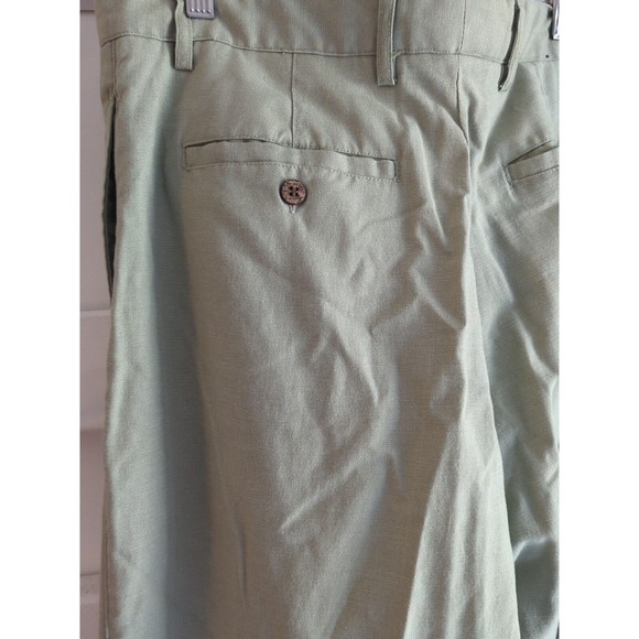 La Cabana Men's 34X32 Light Green Linen Blend Cuffed Slacks - Picture 7 of 9